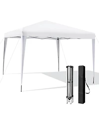 10 x 10 Feet Outdoor Pop-up Patio Canopy for Beach and Camp-White