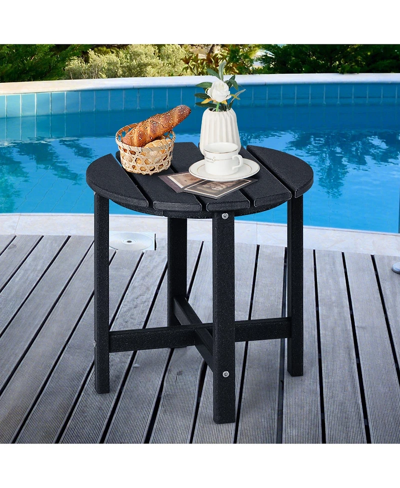 Set of 2 18 Inch Round Weather-Resistant Adirondack Side Tables