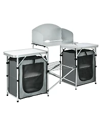 Folding Camping Table with Storage Organizer-Gray