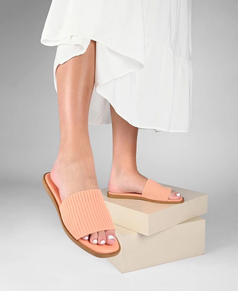 Journee Collection Women's Prisilla Single Band Slide Flat Sandals