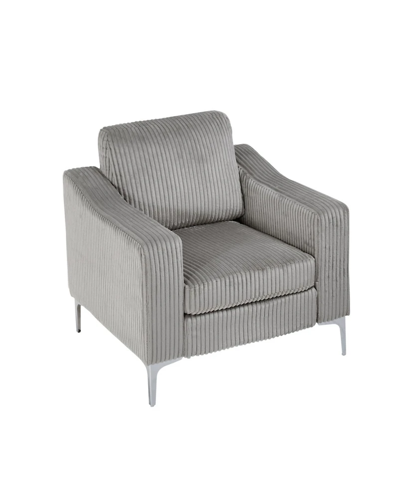 Gray Corduroy Convertible Sectional Sofa