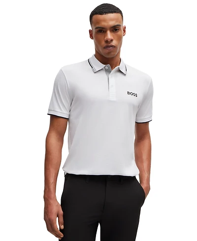 Boss by Hugo Men's Contrast Logo Cotton-Blend Polo Shirt