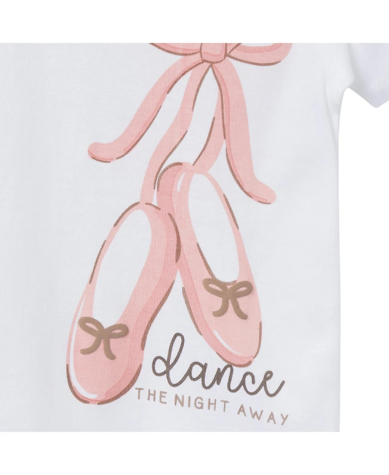 Gerber Baby Girls Top and Shorts Pajama Sets, 4-Piece, Ballet Slippers