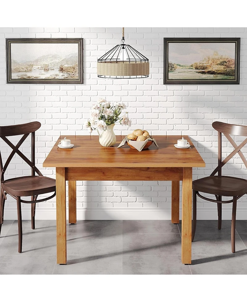 Tribesigns Wood Dining Table, Modern Kitchen Table for Dining Room, 2-4 People Dining Room Table Square Dinner Tables with Wooden Legs Thick Top for S