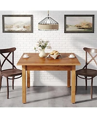 Tribesigns Wood Dining Table, Modern Kitchen Table for Dining Room, 2-4 People Dining Room Table Square Dinner Tables with Wooden Legs Thick Top for S