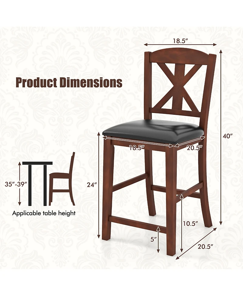 Gymax 24'' Modern Bar Stools Set of 2 w/ Hollowed High Backrest Waterproof Pu Leather