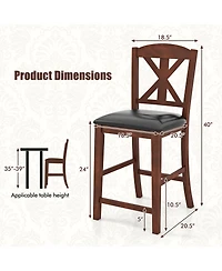 Gymax 24'' Modern Bar Stools Set of 2 w/ Hollowed High Backrest Waterproof Pu Leather