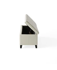 Streamdale Glouster Storage Ottoman 51" Ivory Leather Wood, Large