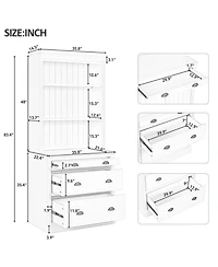 Streamdale Tall Bookshelf Suite with Led Lighting, Corner Shelves, and Drawers