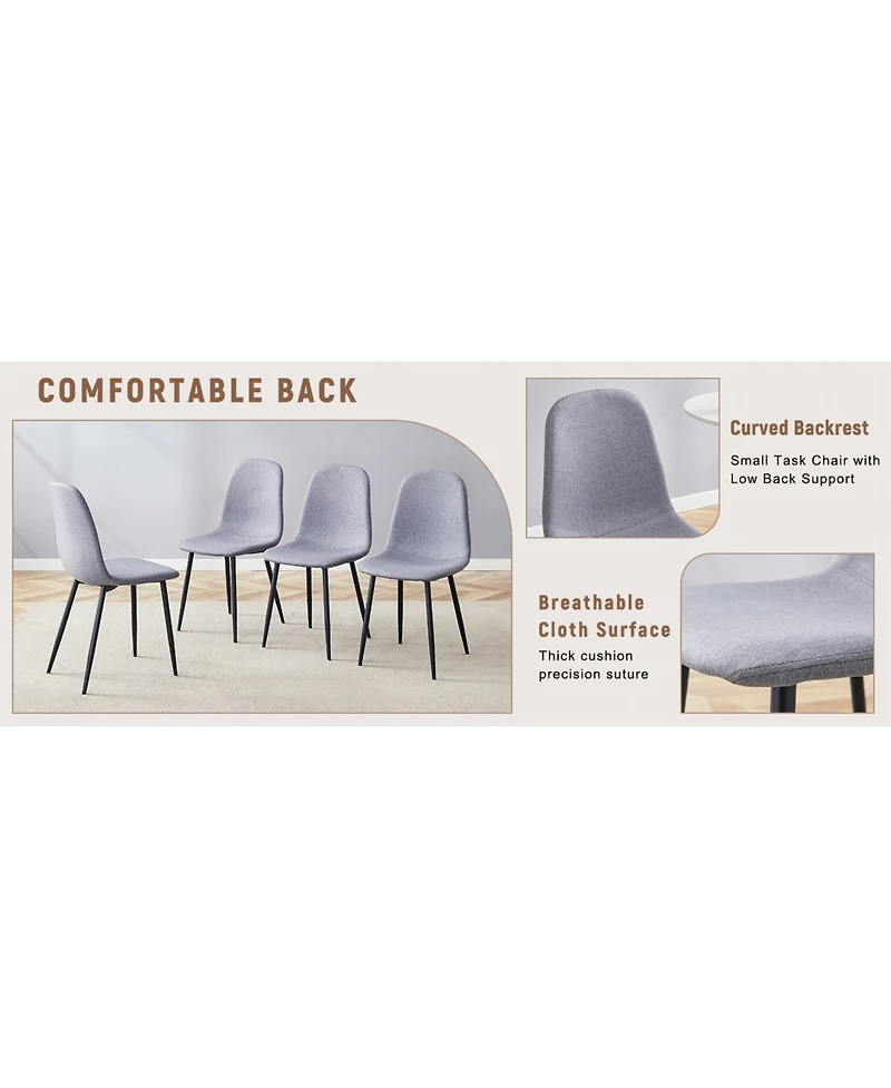 Streamdale 47" Round Dining Set Table with Storage & 4 Gray Linen Chairs