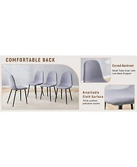 Streamdale 47" Round Dining Set Table with Storage & 4 Gray Linen Chairs