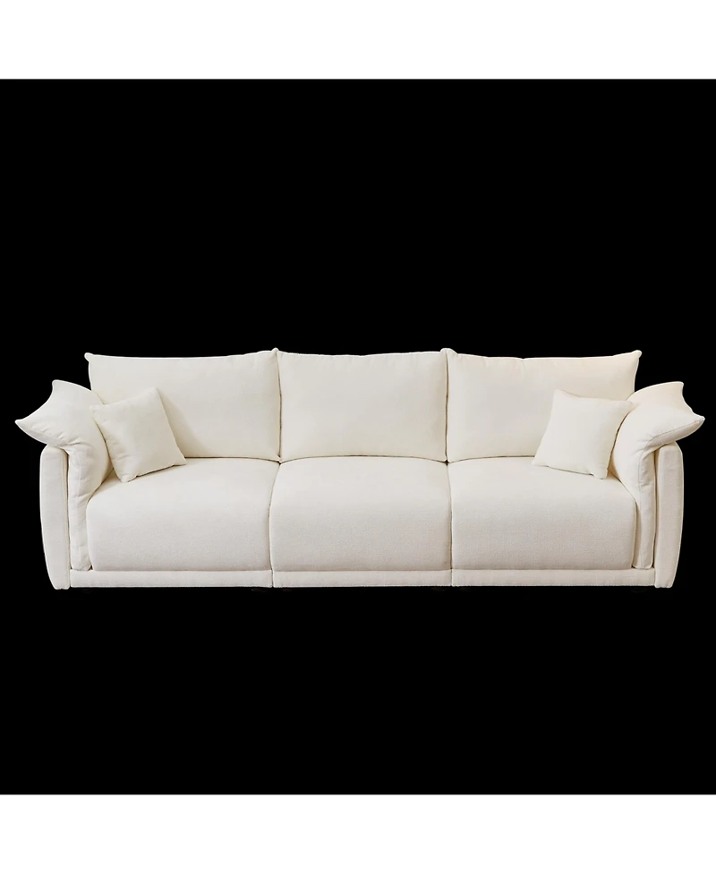 Streamdale 98.5" Beige Linen Sofa with Pillows