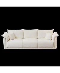 Streamdale 98.5" Beige Linen Sofa with Pillows