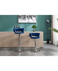 Velvet Bar Stools, Chrome Base