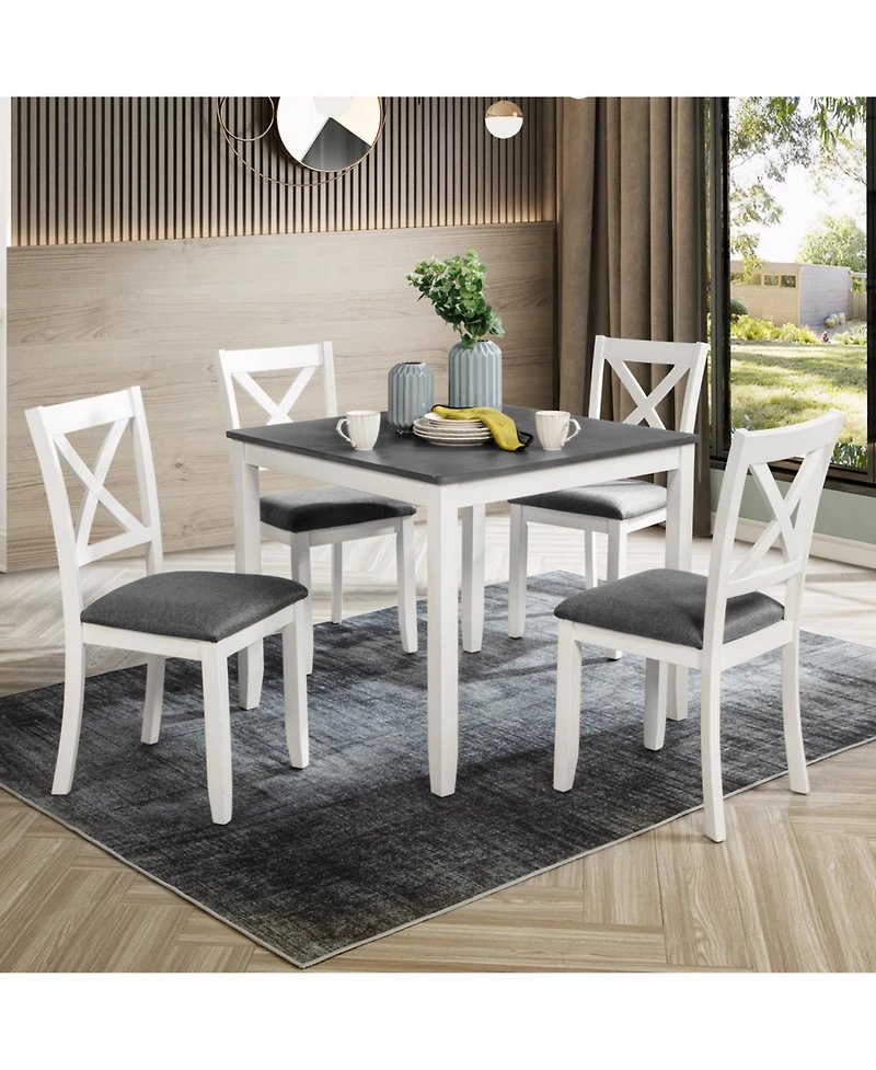 Streamdale 5-Piece Grey & White Dining Set for 4