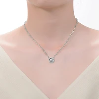 Square Bezel Set Clear Cubic Zirconia Solitaire Necklace