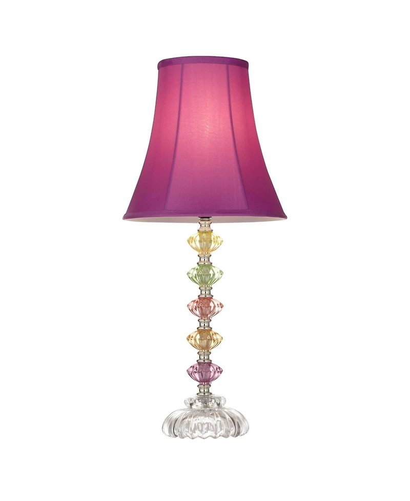 360 Lighting Bohemian Country Cottage Accent Table Lamps 21" High Set of 2 Orchid Stacked Glass Off White Bell Shade for Bedroom Living Room Beds