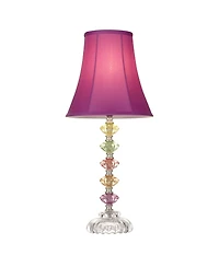 360 Lighting Bohemian Country Cottage Accent Table Lamps 21" High Set of 2 Orchid Stacked Glass Off White Bell Shade for Bedroom Living Room Beds