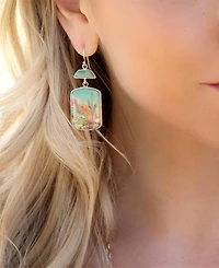 Barse Scenic Sedona Desert Blue Turquoise Golden Drop Earrings