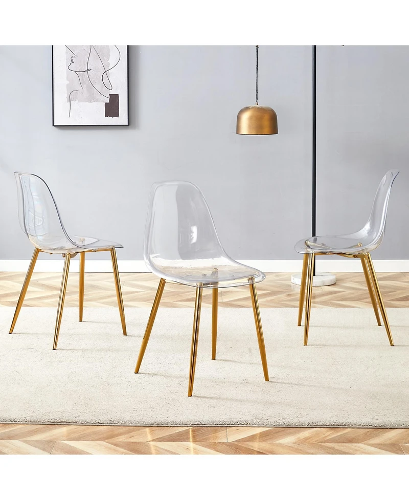 Streamdale Transparent Dining Chairs (Set of 3) - Gold Legs