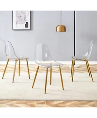 Streamdale Transparent Dining Chairs (Set of 3) - Gold Legs