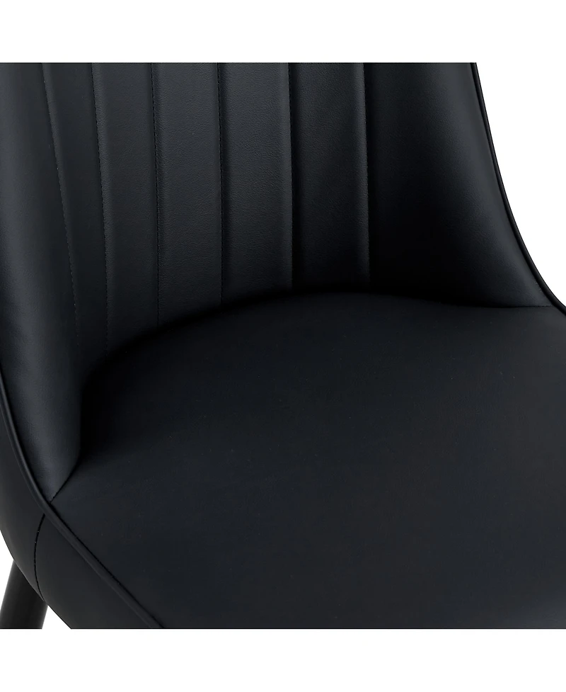 Streamdale Pu Leather Dining Chairs, Black Metal Legs, Set of 8 (Black/Pu)