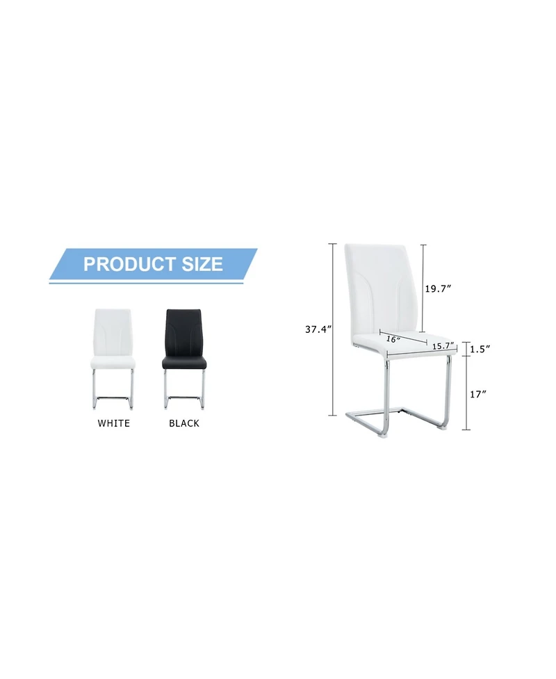 Streamdale White Pu Dining Chair Set of 6