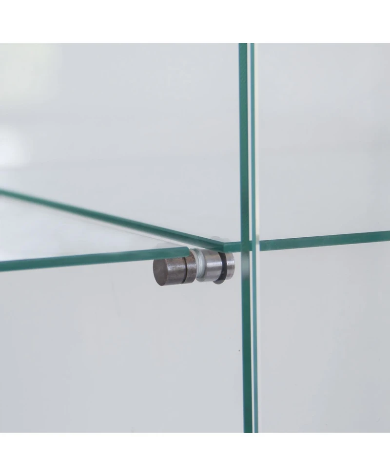 Streamdale 3 Door Glass Cabinet Glass Display Cabinet with 4 Shelves, White