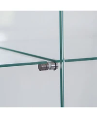 Streamdale 3 Door Glass Cabinet Glass Display Cabinet with 4 Shelves, White