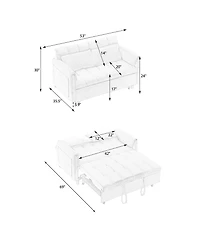 Streamdale Beige Velvet Sofa Bed - Convertible Sleeper Couch