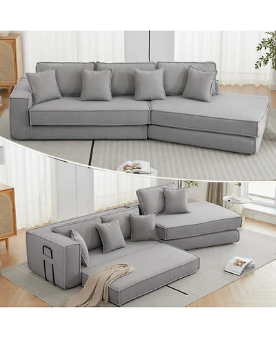Streamdale Folding Sleeper Sofa Bed - Gray Lamb Velvet