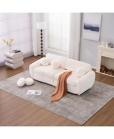 Streamdale 84" White Corduroy Sofa Couch