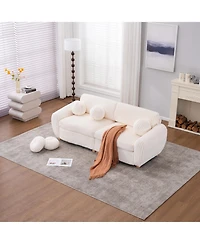 Streamdale 84" White Corduroy Sofa Couch