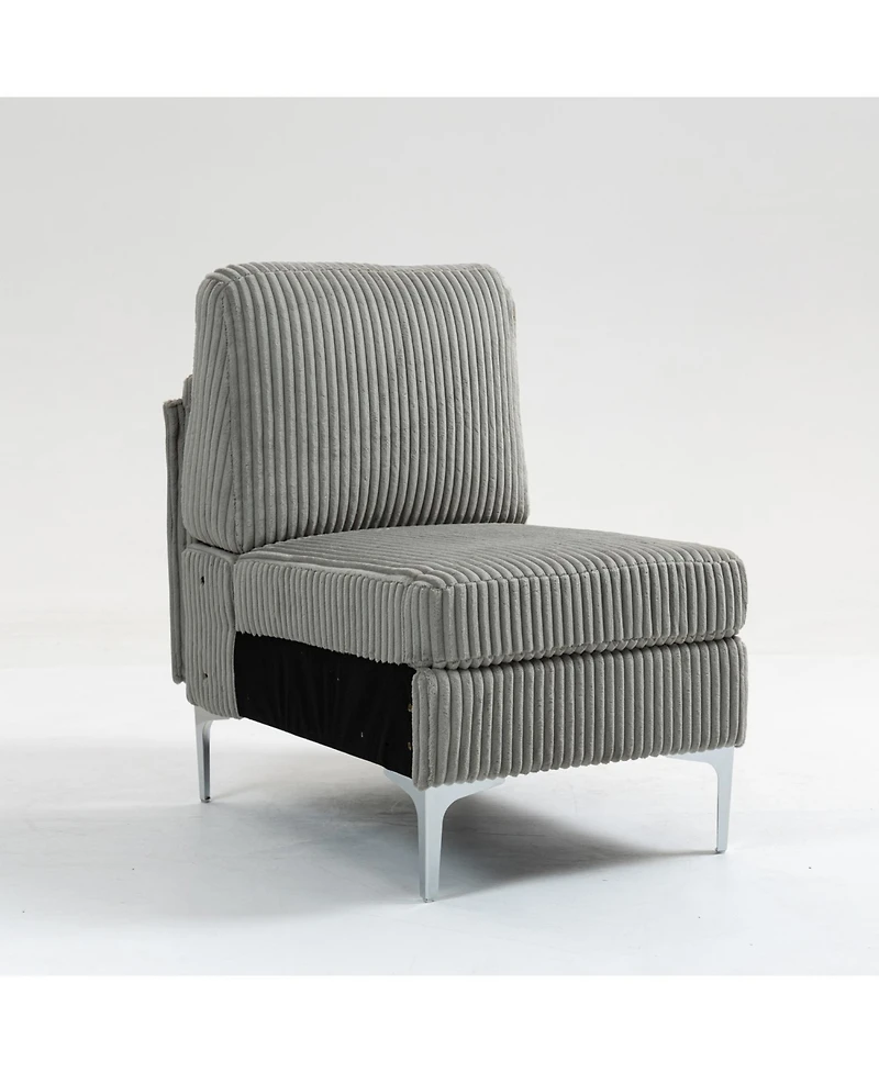 Streamdale Gray Corduroy Modular Armless Seat