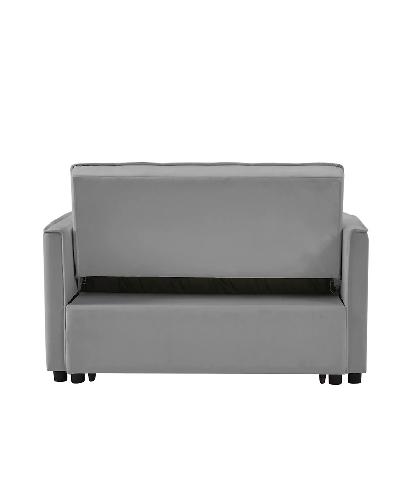 Streamdale New Grey Velvet Loveseat Sofa Bed (7cm legs)