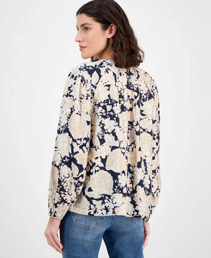 Nautica Jeans Women's Long Sleeve Floral Tunic Top