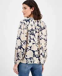 Nautica Jeans Women's Long Sleeve Floral Tunic Top