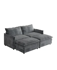 Streamdale Corduroy 2-Seater Sofa with Footrests & Cushions
