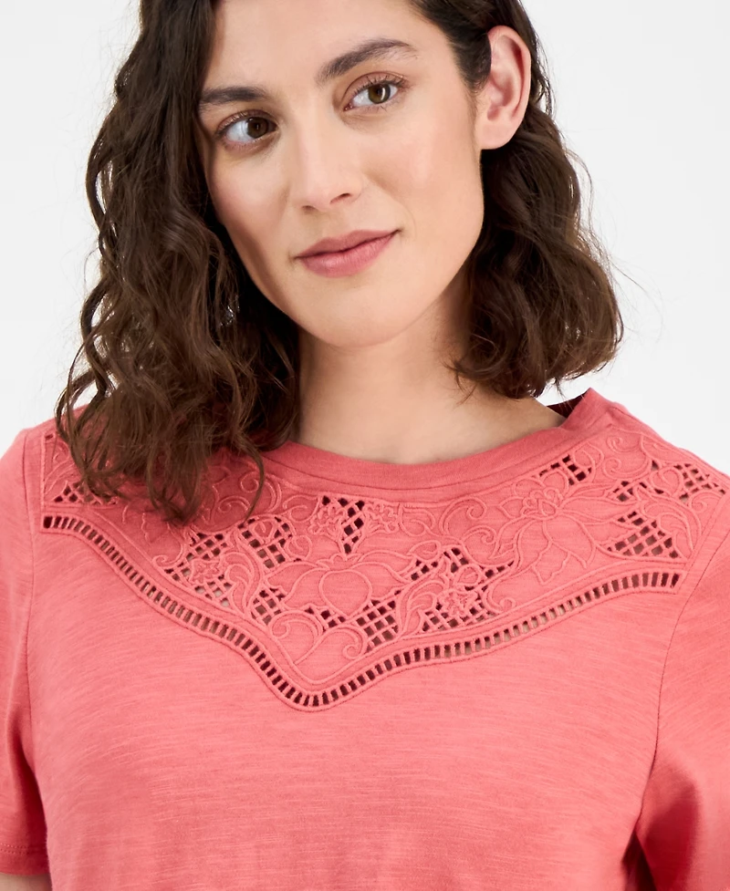 Nautica Jeans Women's Embroidered Cutout Top