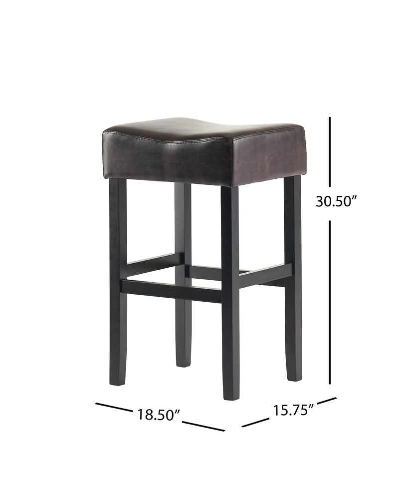 Luxurious Faux Leather Bar Stool with Sturdy Rubberwood Legs for Modern Dining