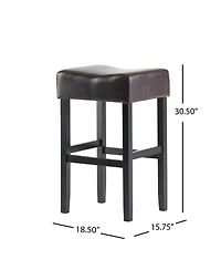 Luxurious Faux Leather Bar Stool with Sturdy Rubberwood Legs for Modern Dining