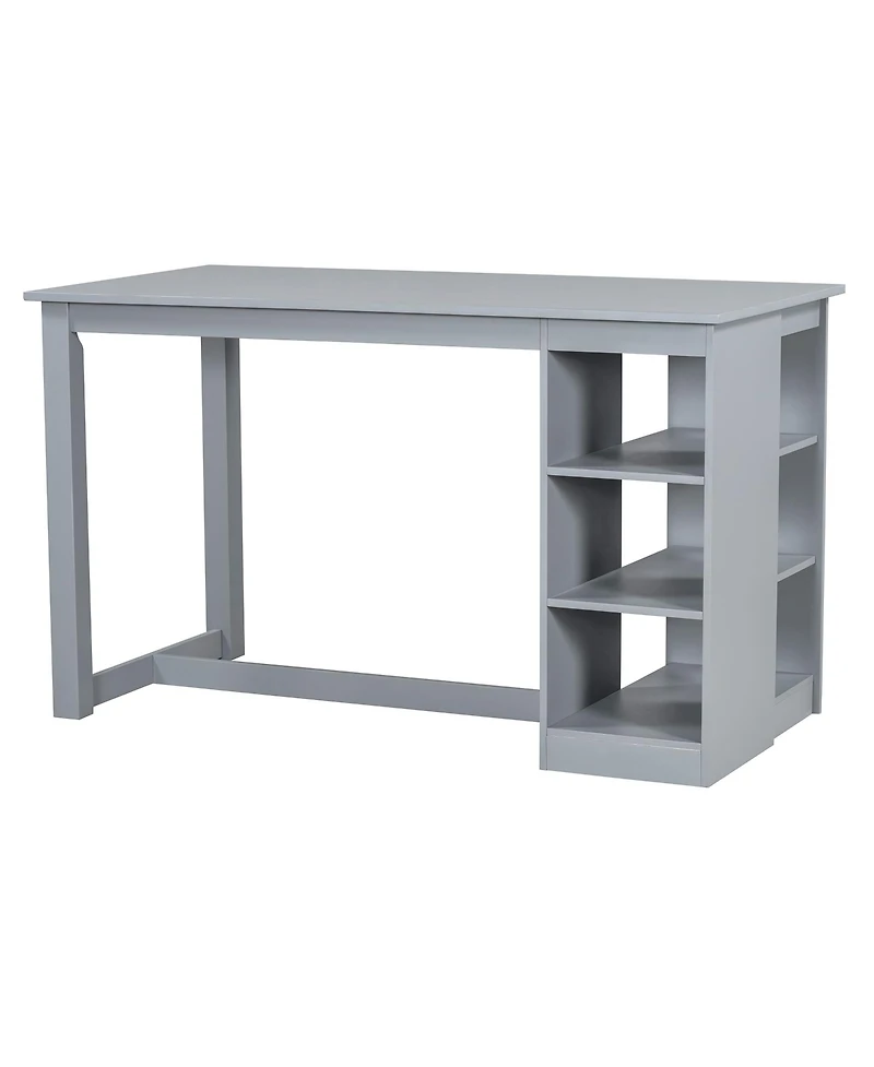 Streamdale Solid Wood Farmhouse Dining Table Set with Storage Shelves and Upholstered Chairs