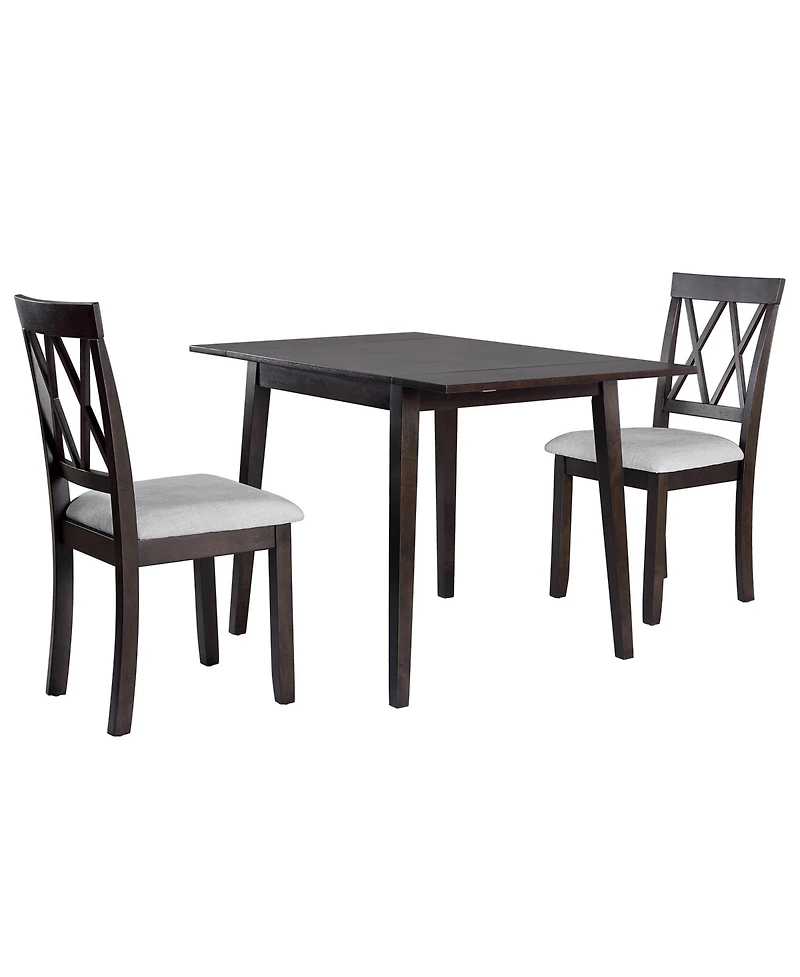 Natural 3-Piece Dining Set with Drop Leaf Table & Upholstered Chairs