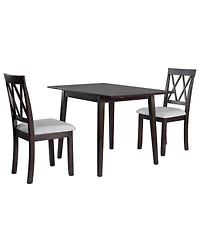 Natural 3-Piece Dining Set with Drop Leaf Table & Upholstered Chairs