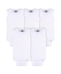 Gerber Baby Boys or Girls White Sleeveless Onesies Bodysuits, 5-Pack