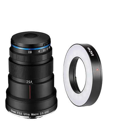 Venus Laowa 25mm f/2.8 2.5-5x Ultra-Macro Lens for Nikon F with Laowa Front Led Ring Light for 25mm f/2.8 2.5-5X Ultra-Macro Lens