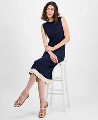 Nautica Jeans Women's Cotton Scalloped-Trim Sleeveless Dress