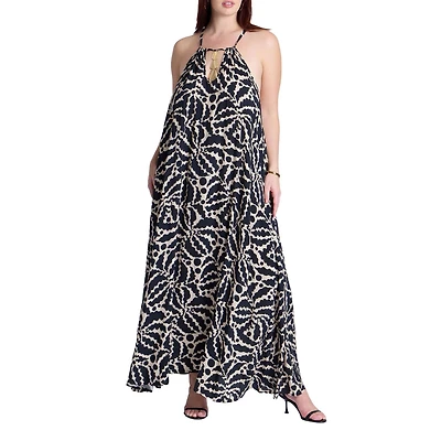 Eloquii Women's Plus Hardware Detail Trapeze Maxi Dress
