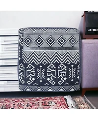 18" Blue 100% Cotton Ottoman