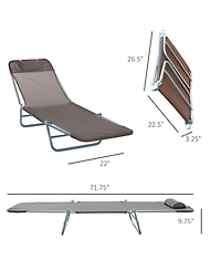 Outsunny Foldable Reclining Pool & Beach Chair w/ Pillow